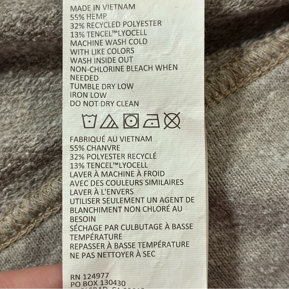 PrAna Women’s Hemp Blend Hoodie Sweatshirt XS Boxy Fit Tan Pullover Yoga - Picture 8 of 8